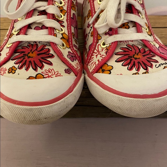 Coach Pink Floral Sneakers, does have a couple small spots but not noticeable - Picture 5 of 7